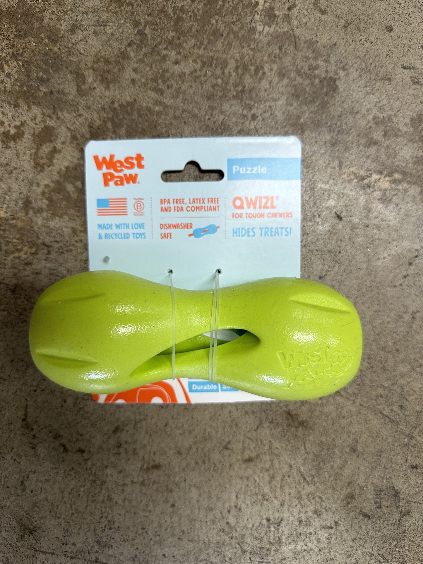 West Paw Dog Toy, Qwizl, Granny Smith, Small