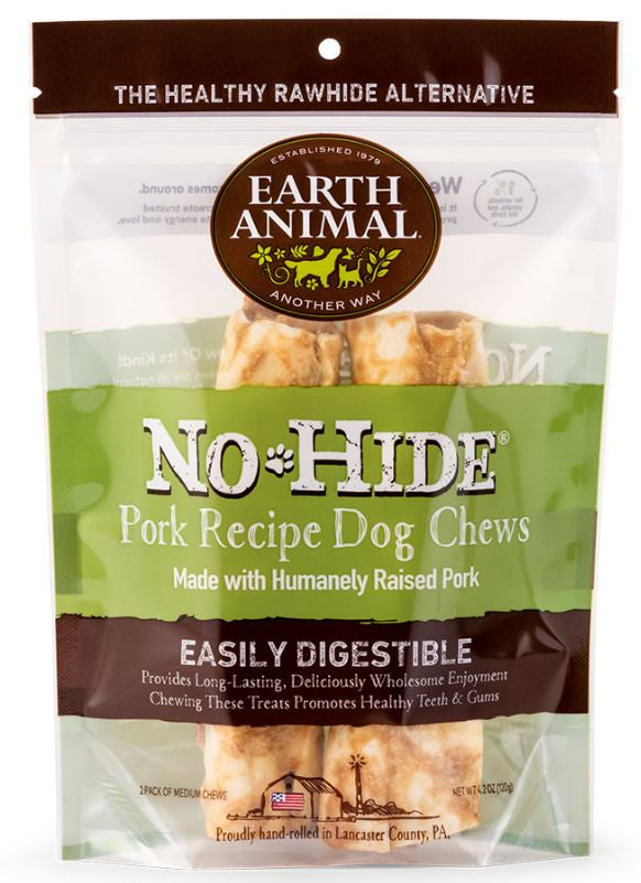 Earth Animal No Hide Pork ; Dog Treat ; 7 in Chew ; 2 pack