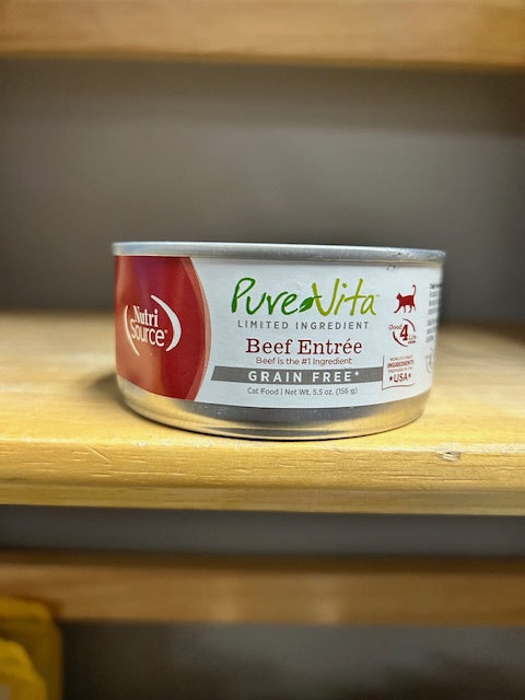 NutriSource PureVita Cat Food,  Beef Entree, 5.5oz