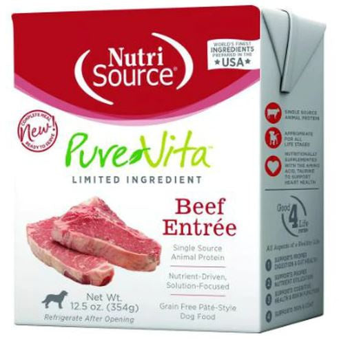 Nutri Source PureVita Beef Entree ; Pate Style ; Dog Food ; 12.5 oz