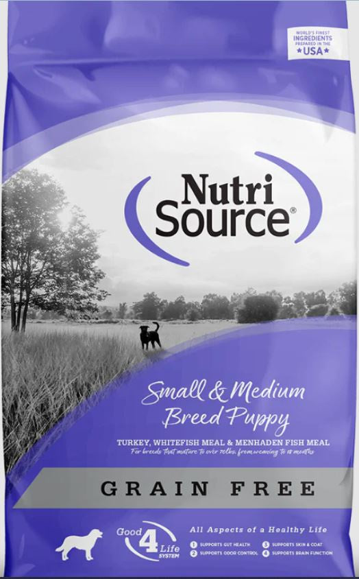 Nutri Source Grain Free Small and Medium Puppy food ; 26 lb